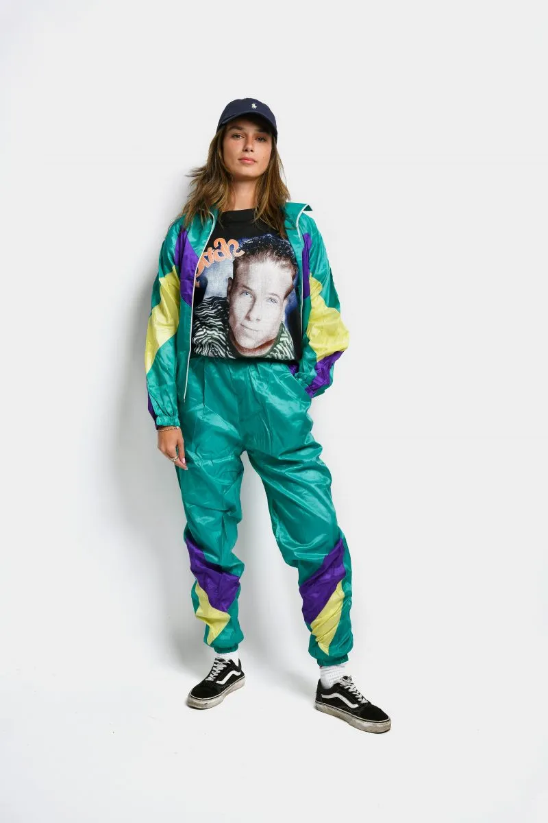 90s tracksuit set green multi