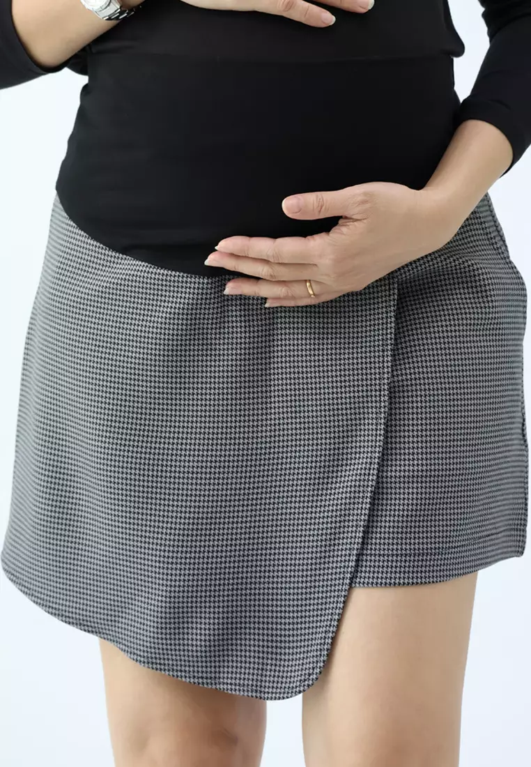 9months Maternity Grey Full Panel Maternity Skorts