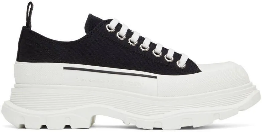 Alexander McQueen Black & White Low Tread Slick Sneakers