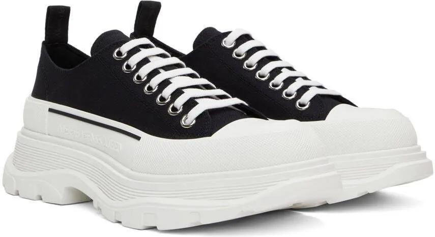 Alexander McQueen Black & White Low Tread Slick Sneakers