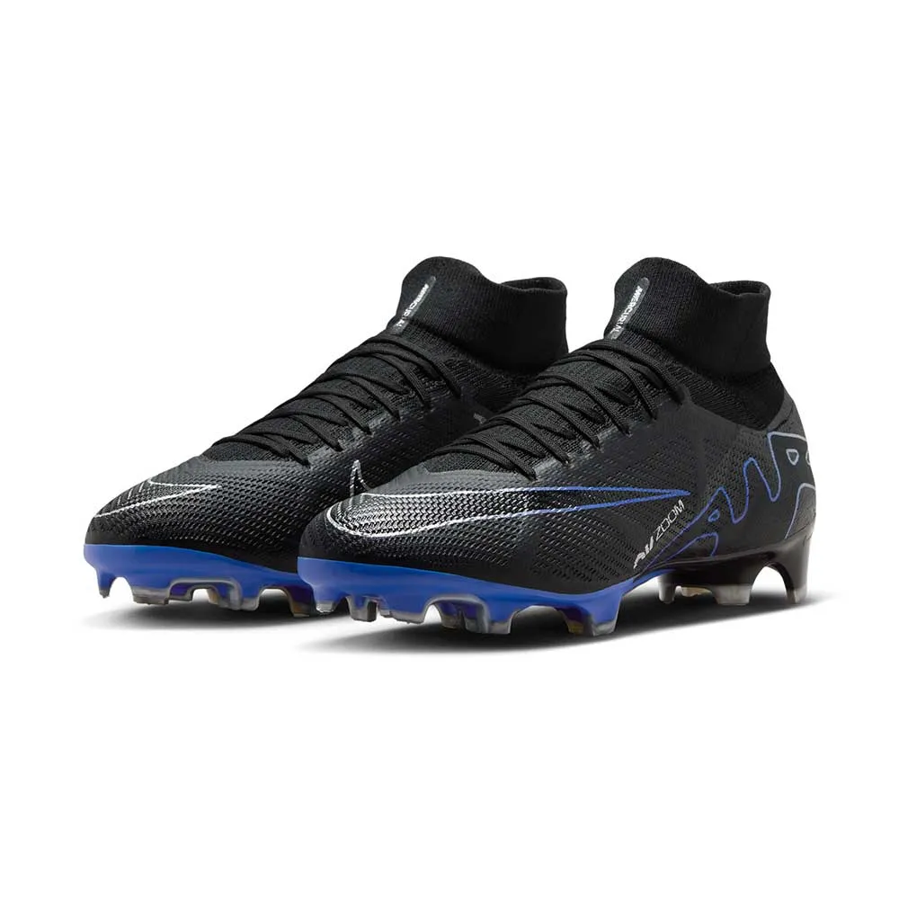 All Gender Nike Zoom Mercurial Superfly 9 Pro FG Soccer Shoe - Black/Chrome-Hyper Royal- Regular (D)