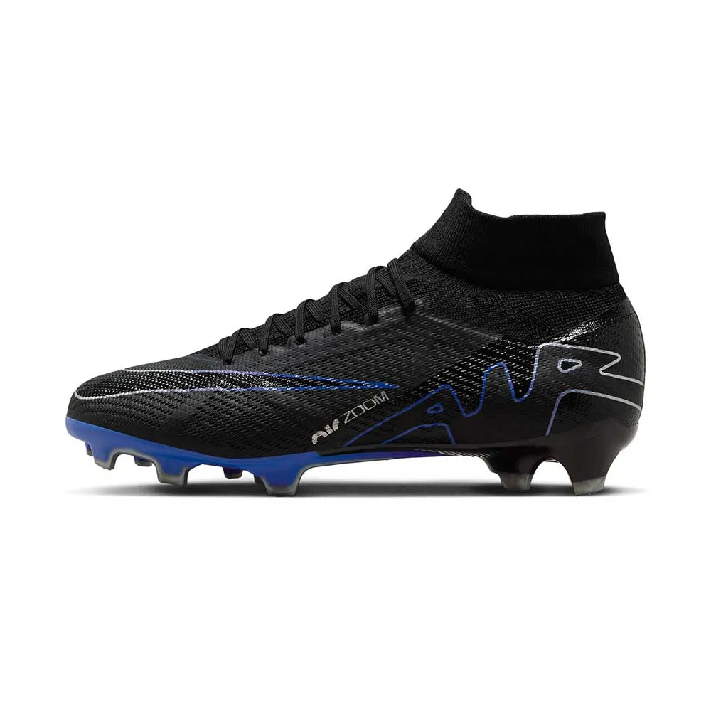 All Gender Nike Zoom Mercurial Superfly 9 Pro FG Soccer Shoe - Black/Chrome-Hyper Royal- Regular (D)