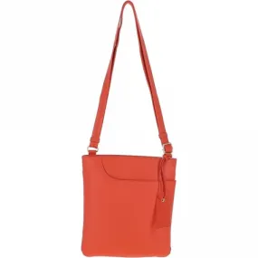 Ashwood Curve  Zip Top Leather Cross Body Bag Orange: 63028