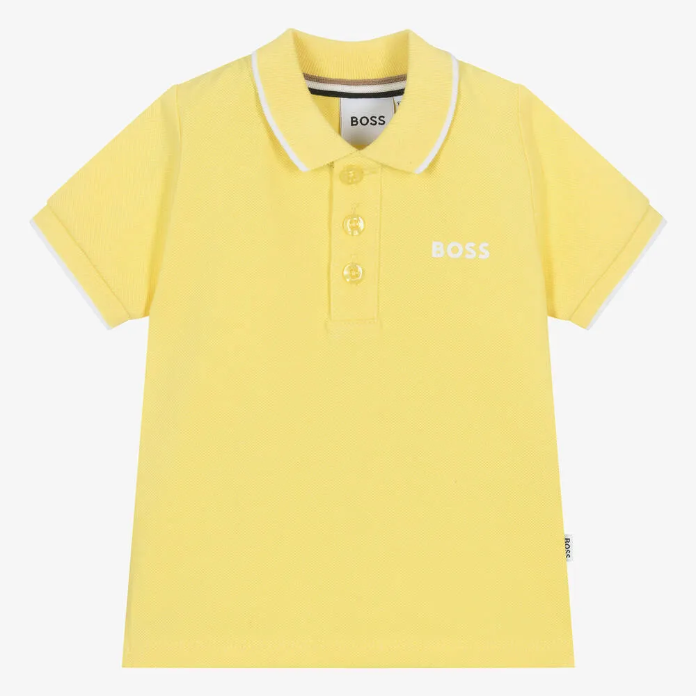 Baby Boys Yellow Cotton Polo Shirt