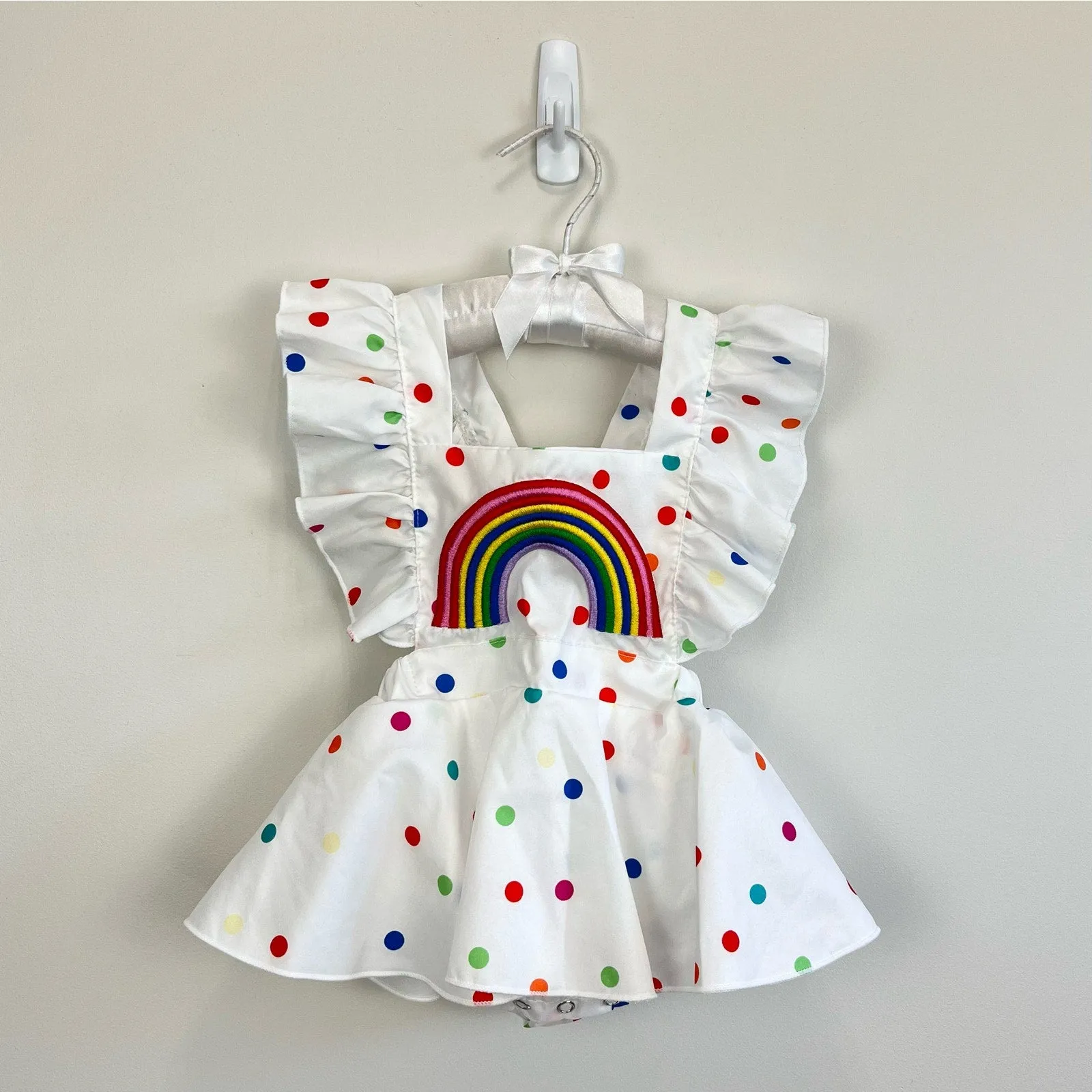 Baby Girl Rainbow Polka Dot Ruffle Romper 70 cm