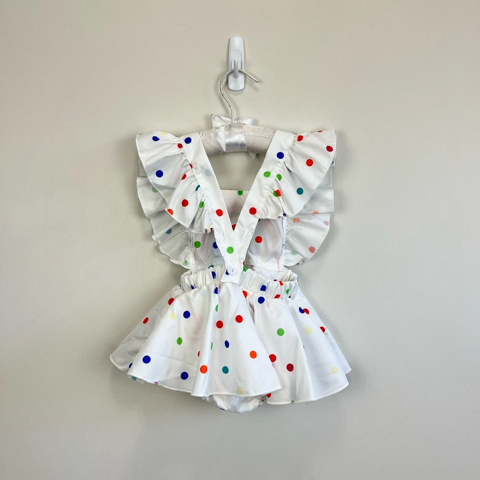 Baby Girl Rainbow Polka Dot Ruffle Romper 70 cm