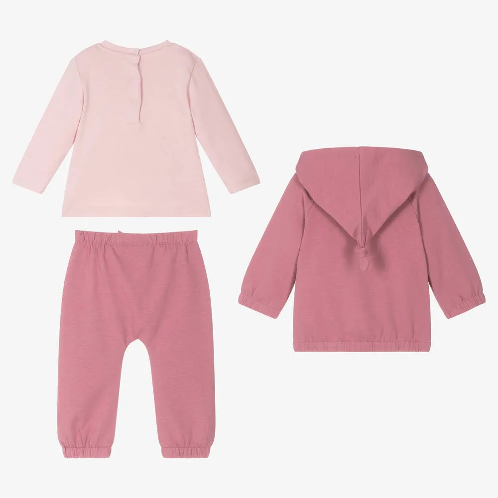 Baby Girls Pink Cotton Tracksuit Set