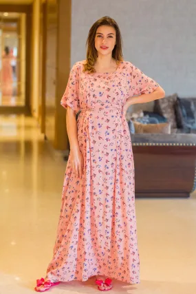 Comfy Salmon Maternity & Nursing Night Dress