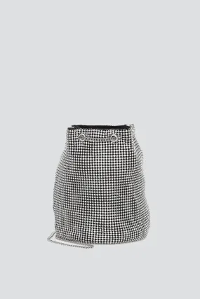 Crystal Bucket Bag - Black/White