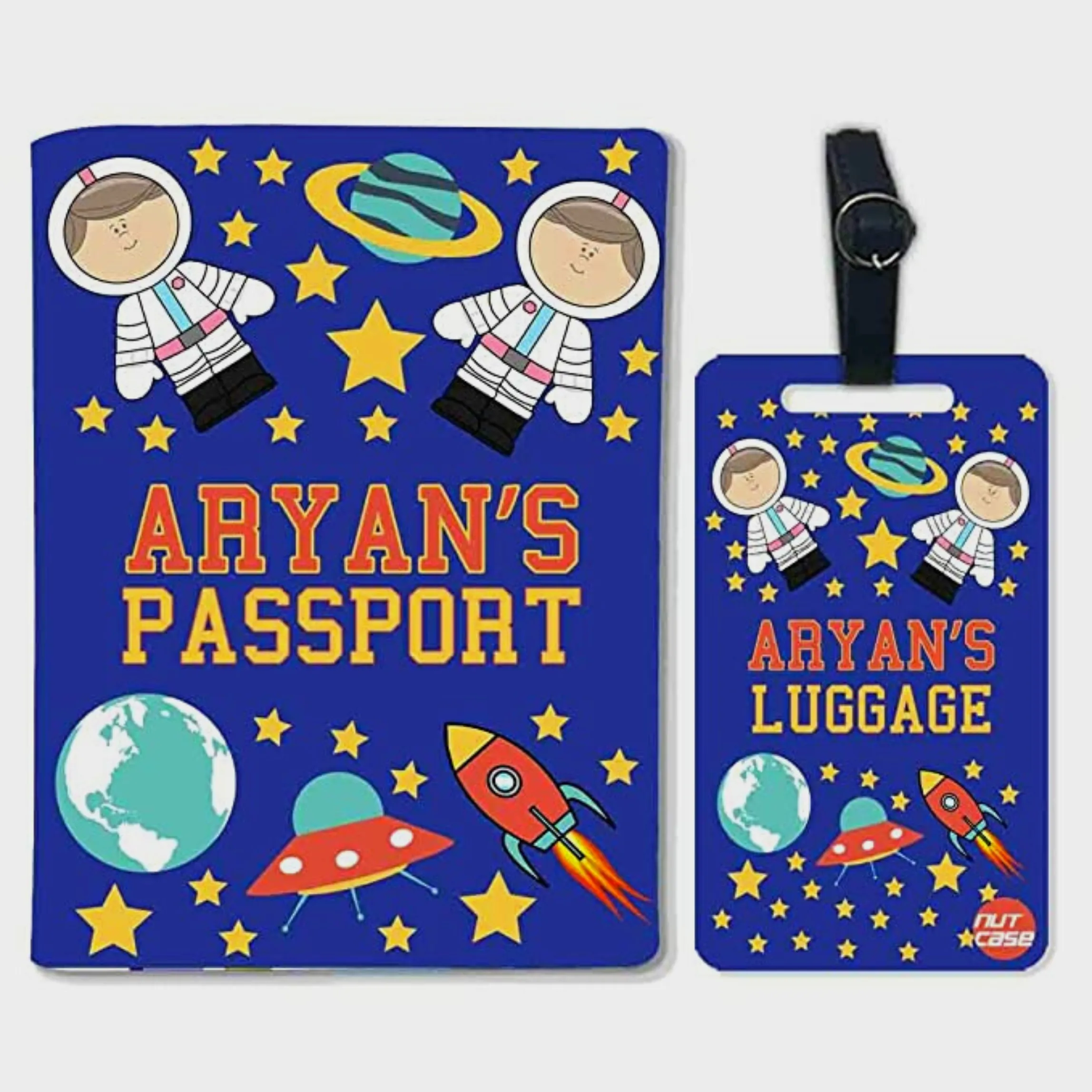 Customized Passport Cover with Luggage Tag Combo Set - Space