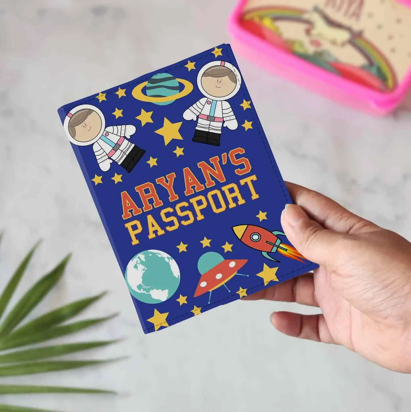 Customized Passport Cover with Luggage Tag Combo Set - Space