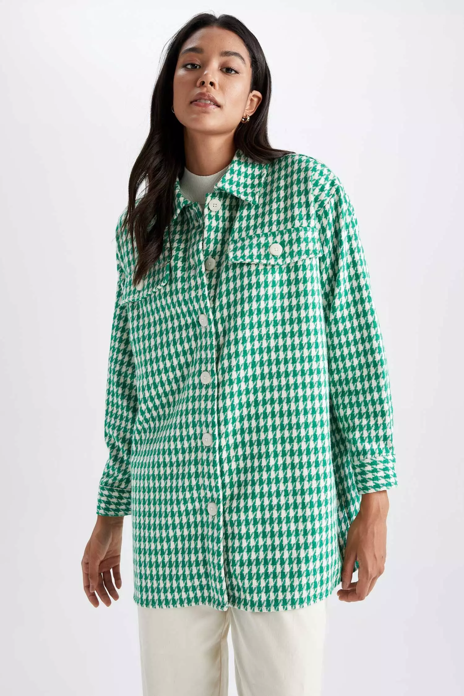 DeFacto Regular Fit Plaid Long Sleeve Thick Fabric Tunic