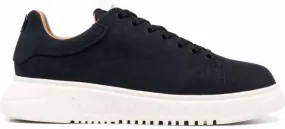 Emporio Armani logo-patch low-top suede sneakers Blue