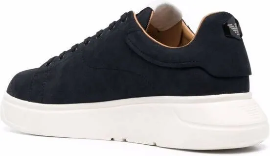 Emporio Armani logo-patch low-top suede sneakers Blue