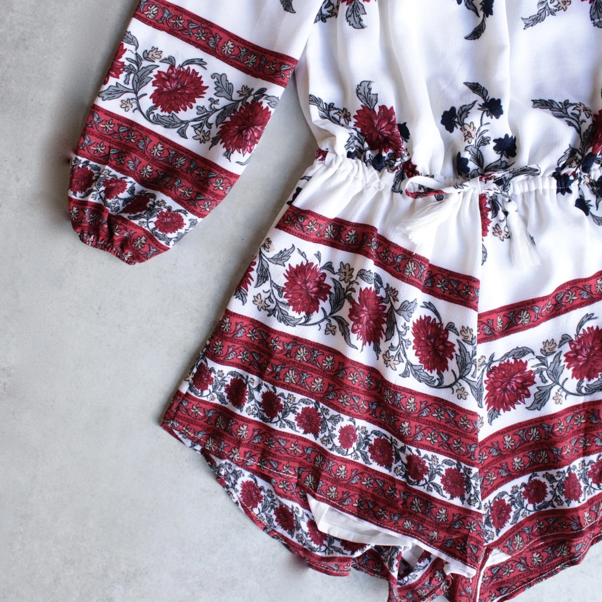 Final Sale - Reverse - Off The Shoulder Romper in Red/Floral