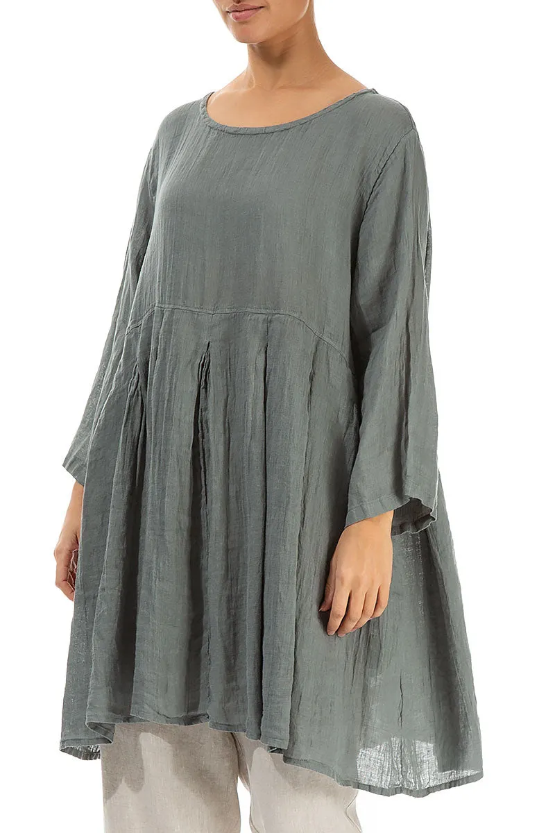 Gathered Sage Gauze Linen Tunic