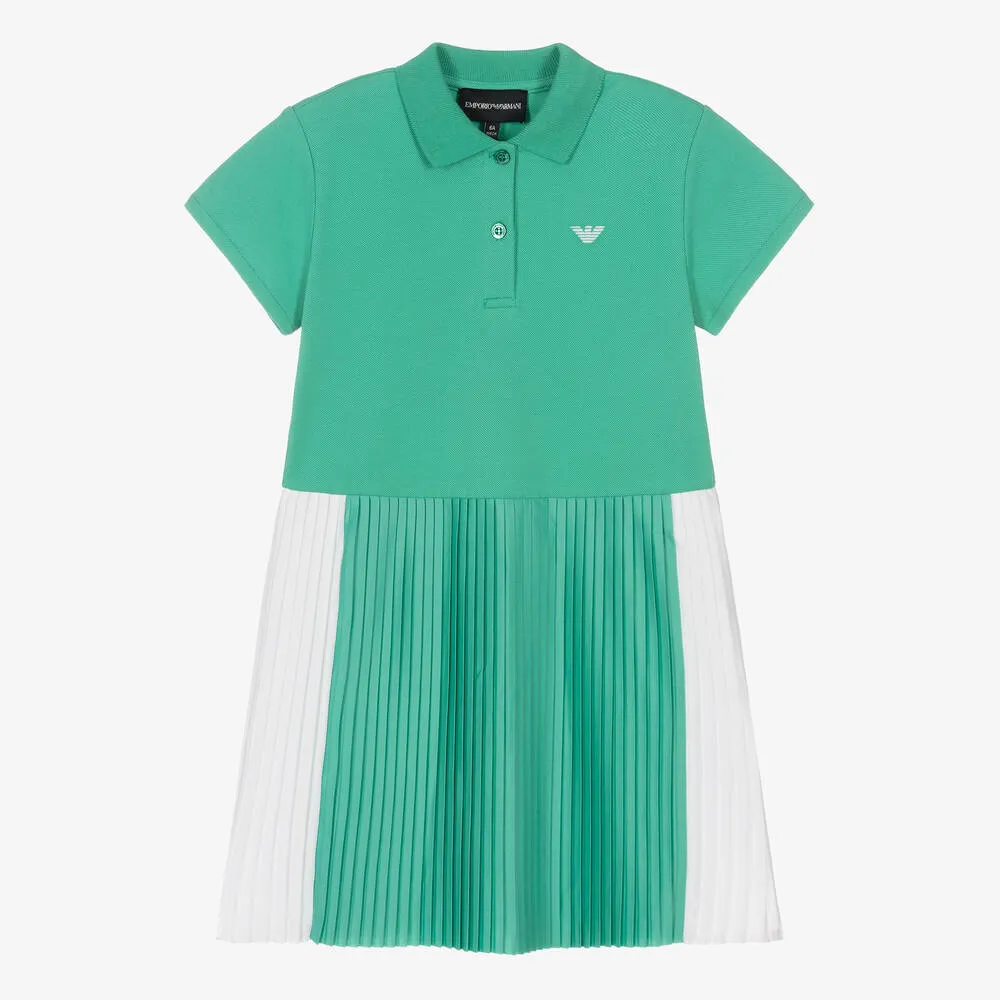 Girls Green Cotton Polo Dress