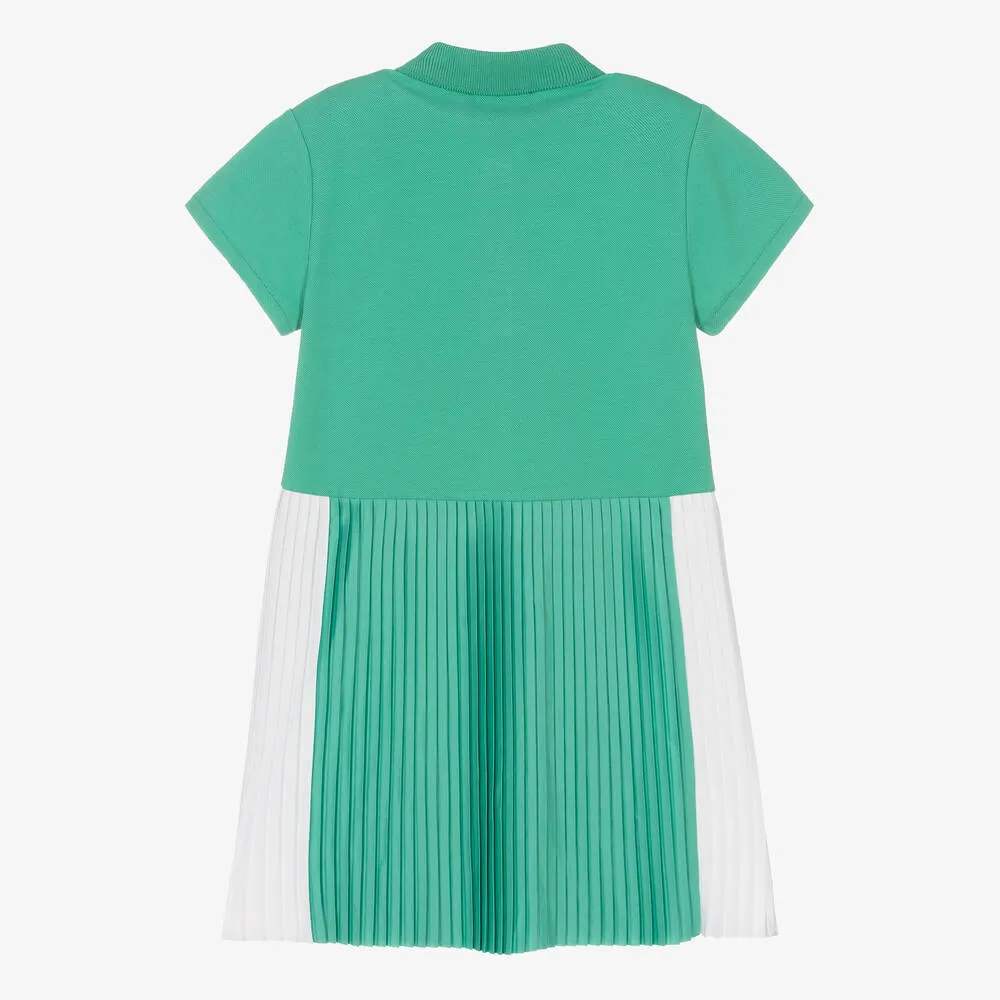 Girls Green Cotton Polo Dress