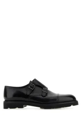 John Lobb Black Leather Strap Shoes