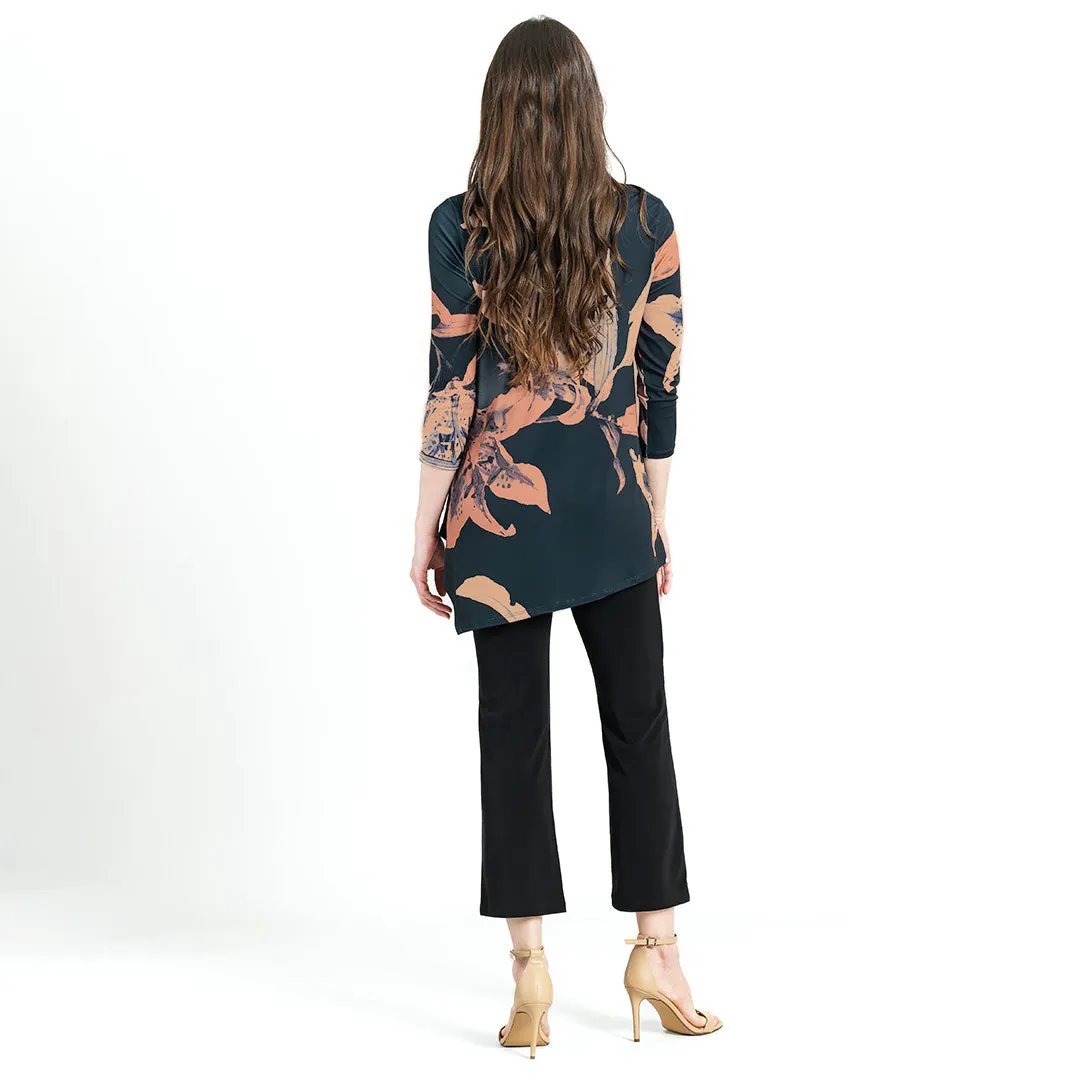 Kerchief Angle Hem Tunic - Abstract Lily - Final Sale!