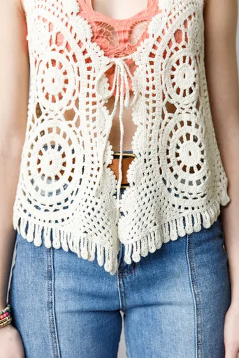 Lex Crochet Front Tie Vest