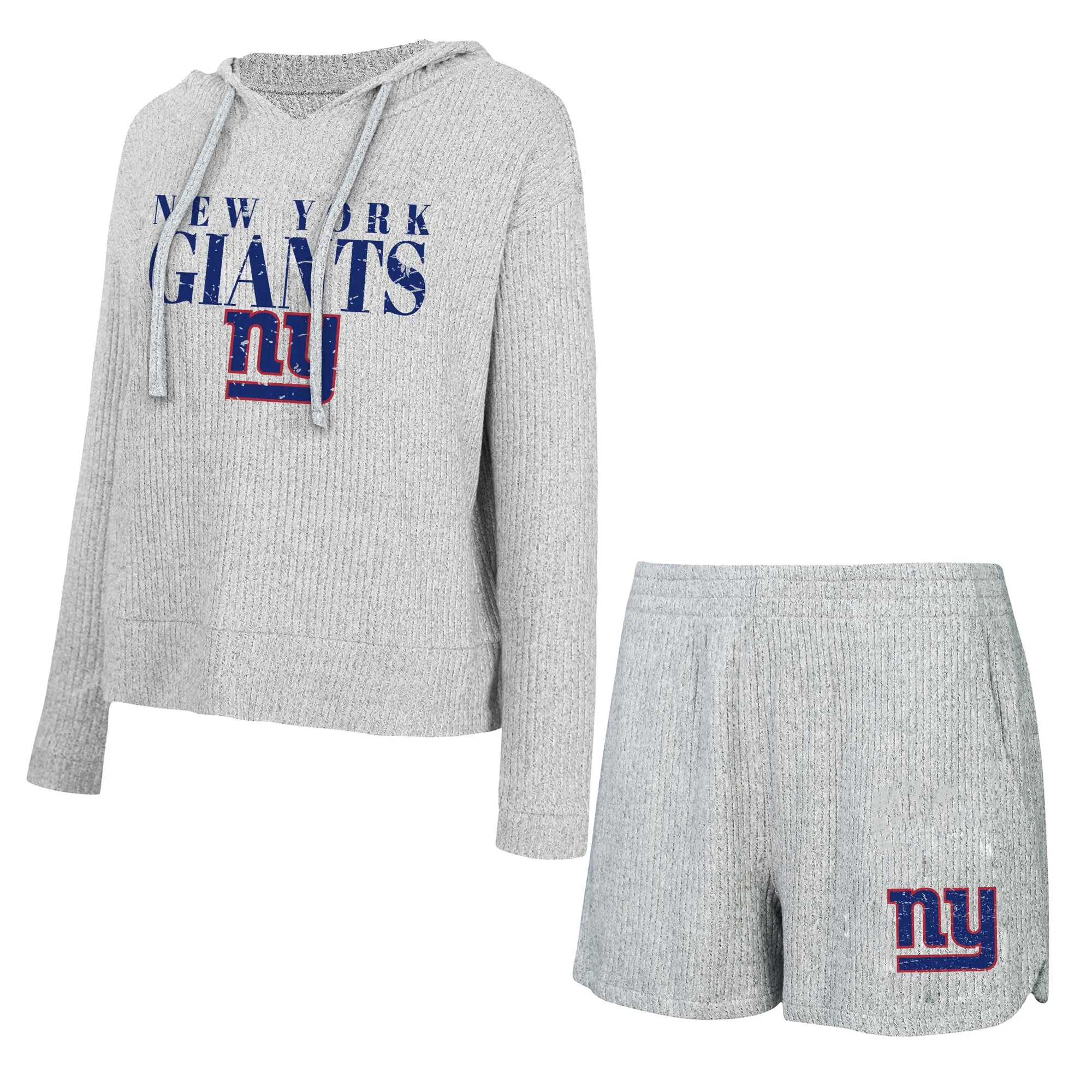 Lids Women's Concepts Sport Gray New York Giants Juniper Long Sleeve Hoodie T-Shirt & Shorts Set