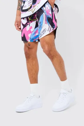 Loose Fit Short Length Graphic Short | boohooMAN UK