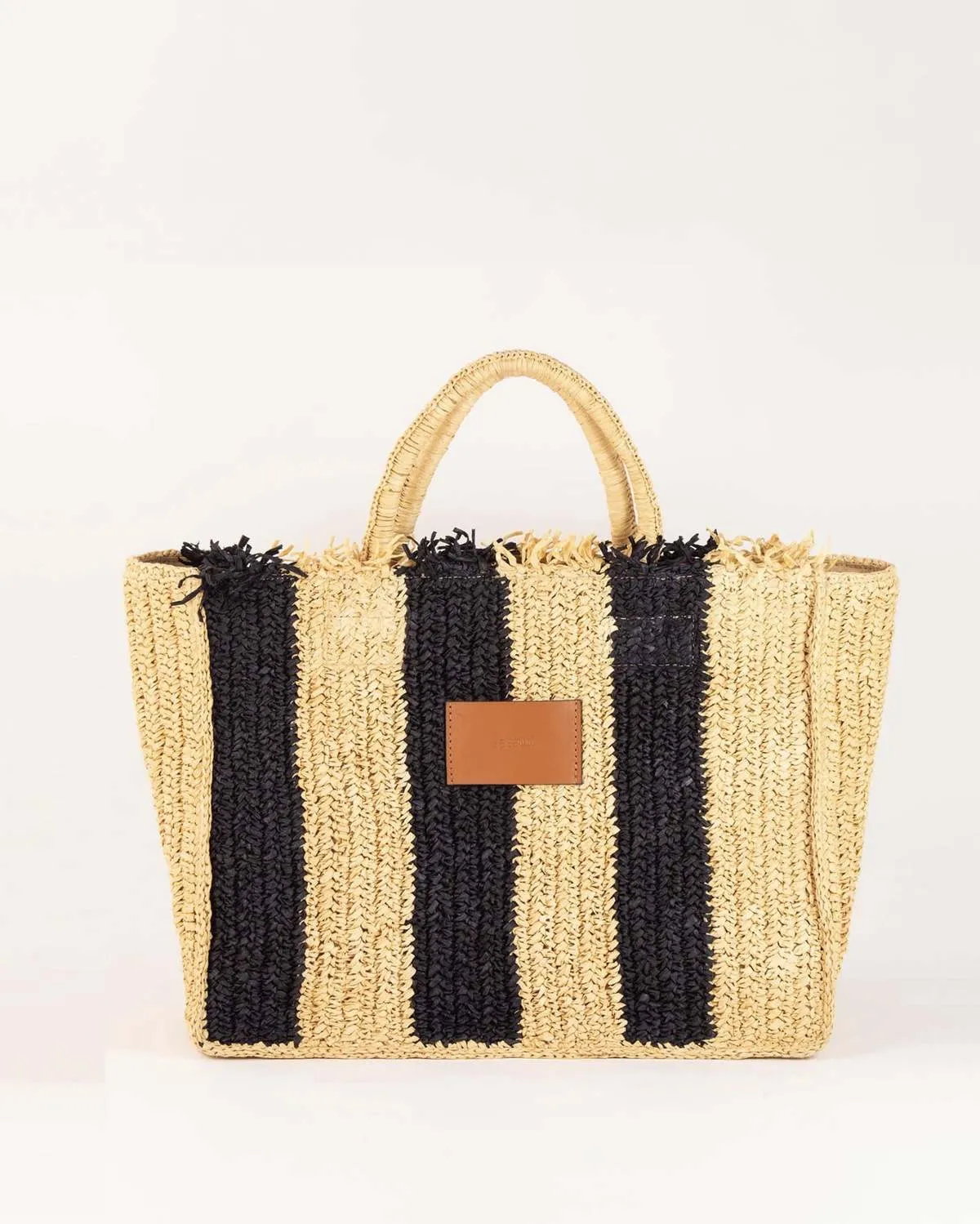 Loutalou Raffia Bag - Whiblack Stripe