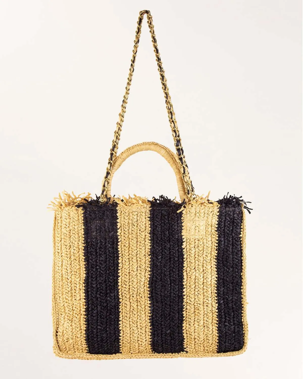 Loutalou Raffia Bag - Whiblack Stripe