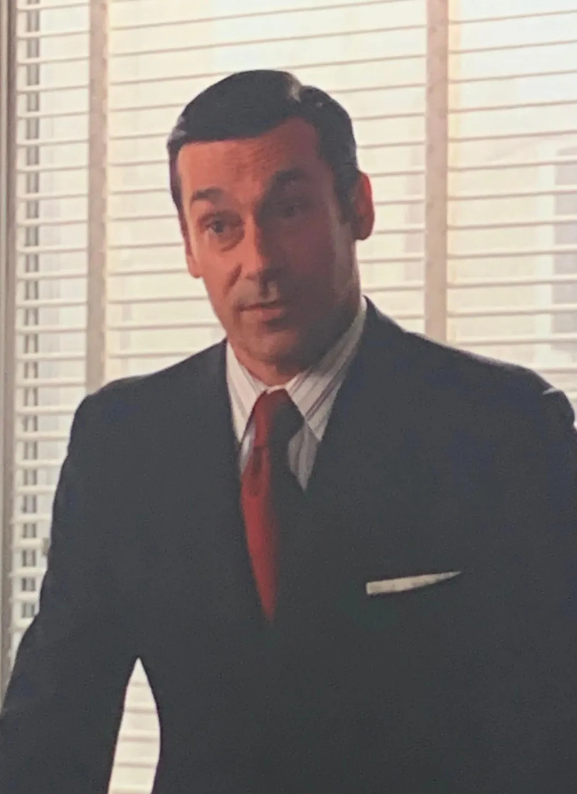 MAD MEN: Don Draper’s Red Mid-Century necktie and Business Card