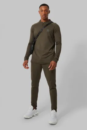 Man Active Skinny Crew Neck 1/4 Zip Tracksuit