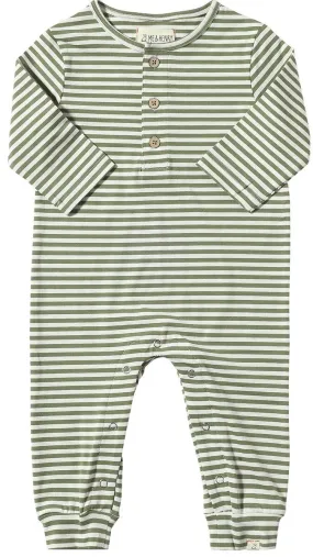 Mason Romper - Sage Stripe