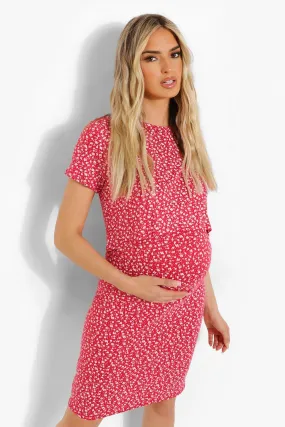 Maternity Ditsy Nursing Bodycon Dress