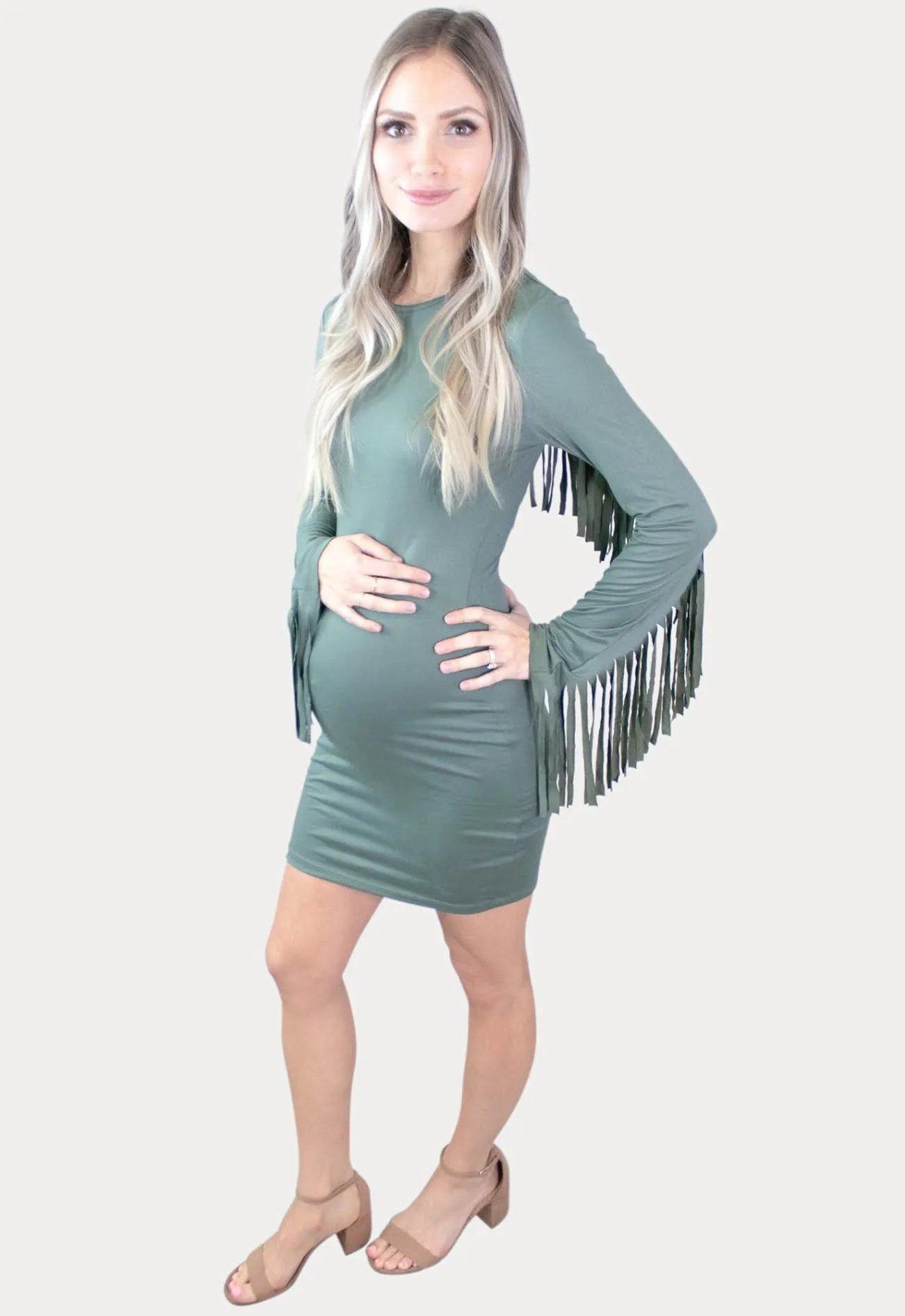 Maternity Dress with Fringe