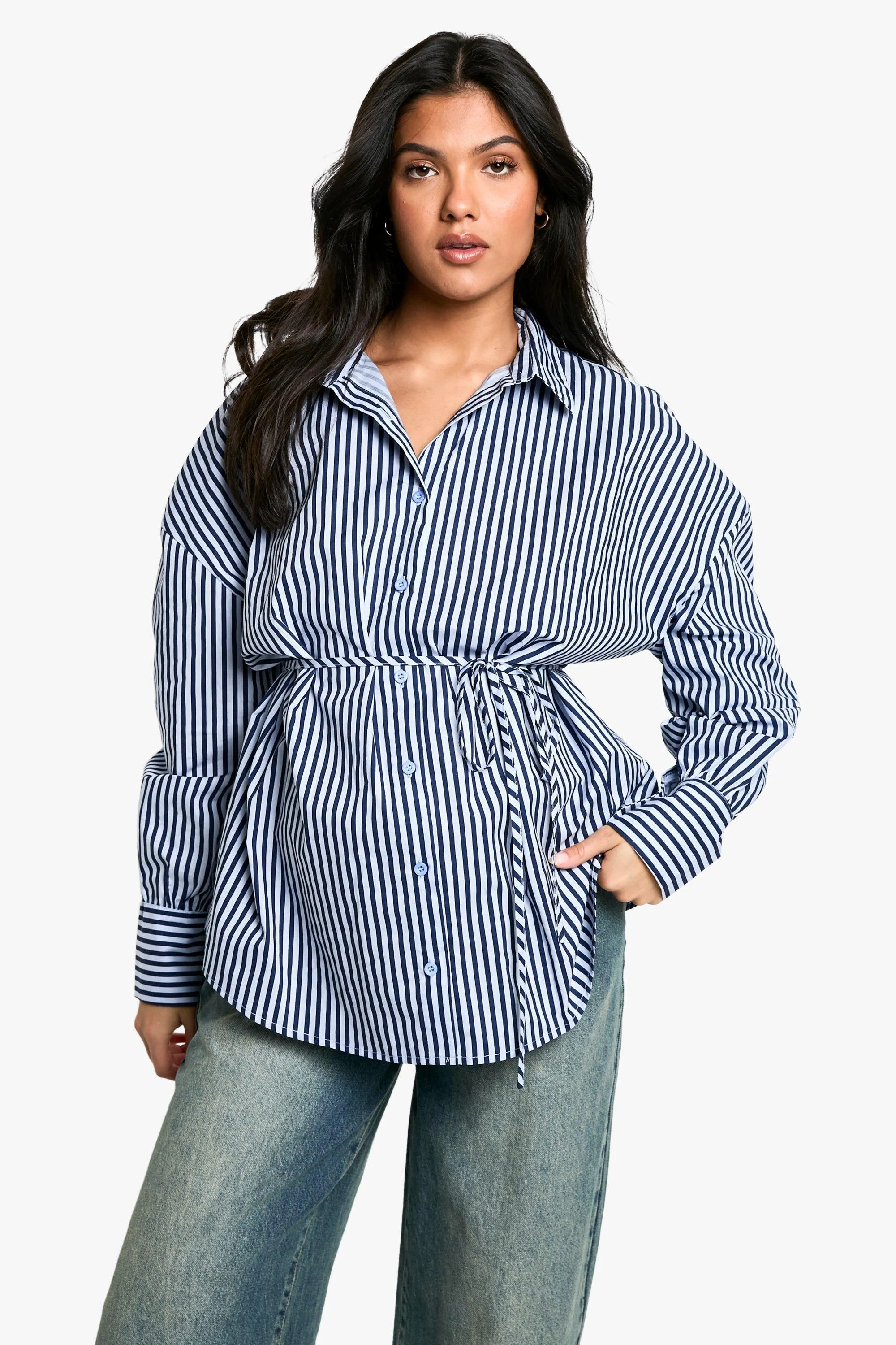 Maternity Oversized Stripe Shirt