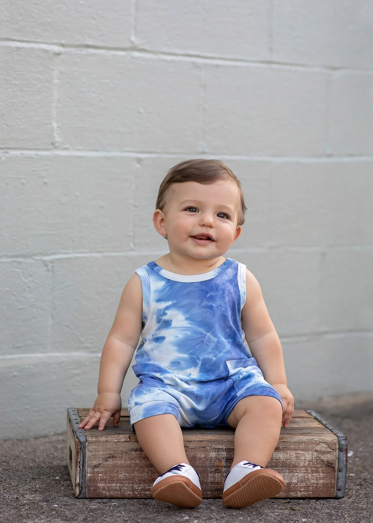 Mayhem Urban Wanderer Tie Dye Knit Romper - Blue