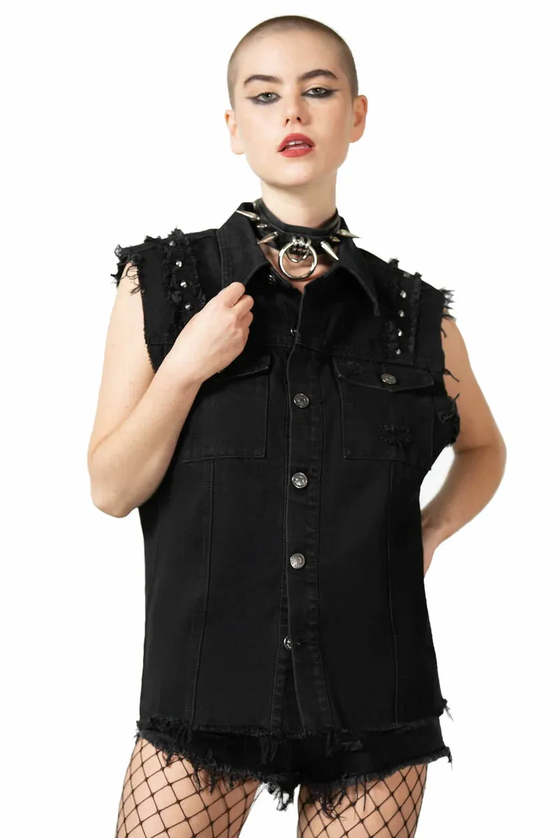 men's vest KILLSTAR - Ruse Denim - Black - KSRA005300  -  Metal-shop