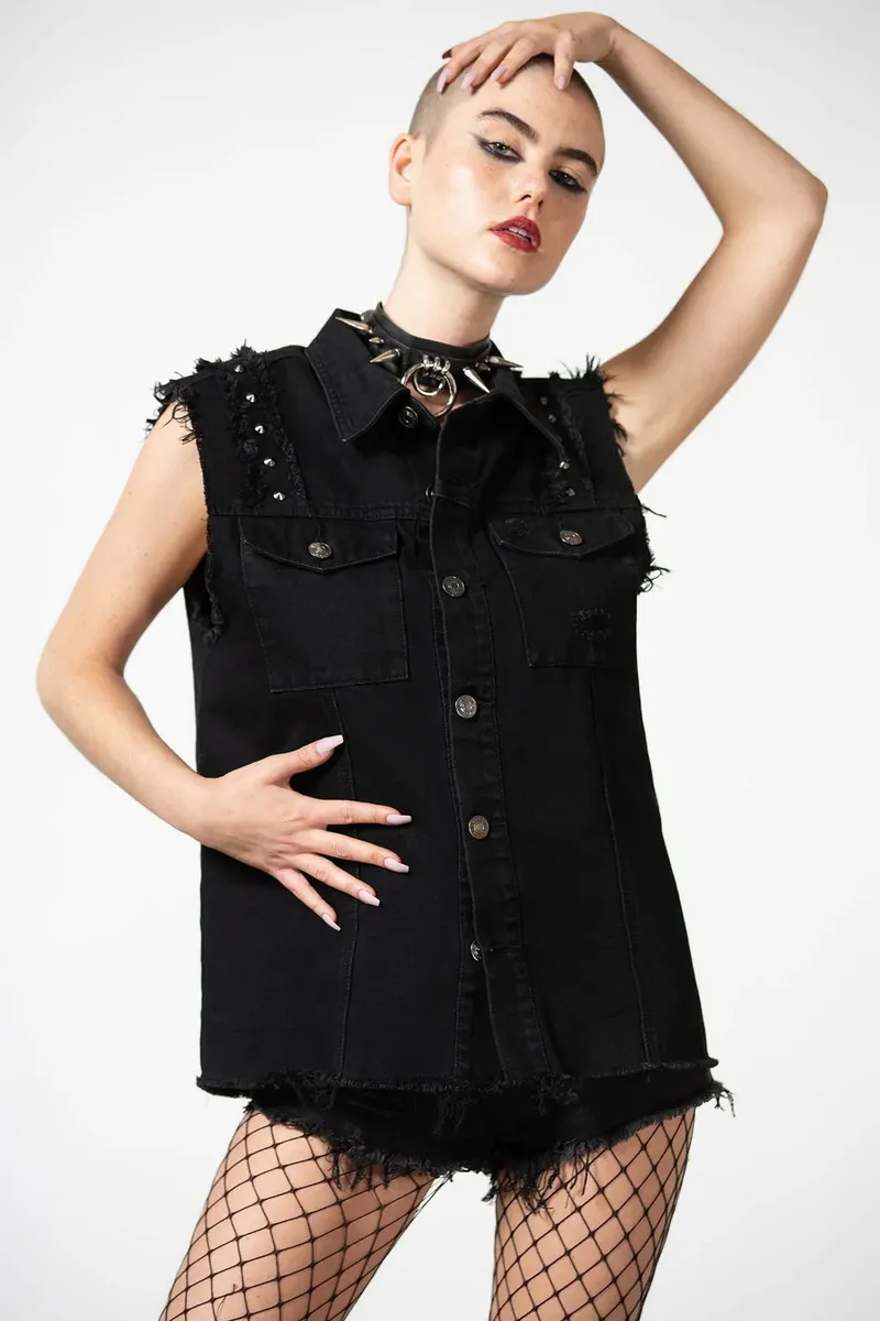 men's vest KILLSTAR - Ruse Denim - Black - KSRA005300  -  Metal-shop