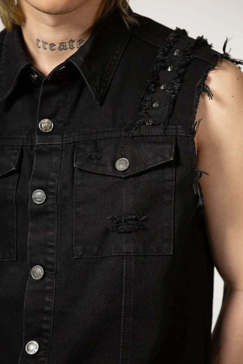 men's vest KILLSTAR - Ruse Denim - Black - KSRA005300  -  Metal-shop