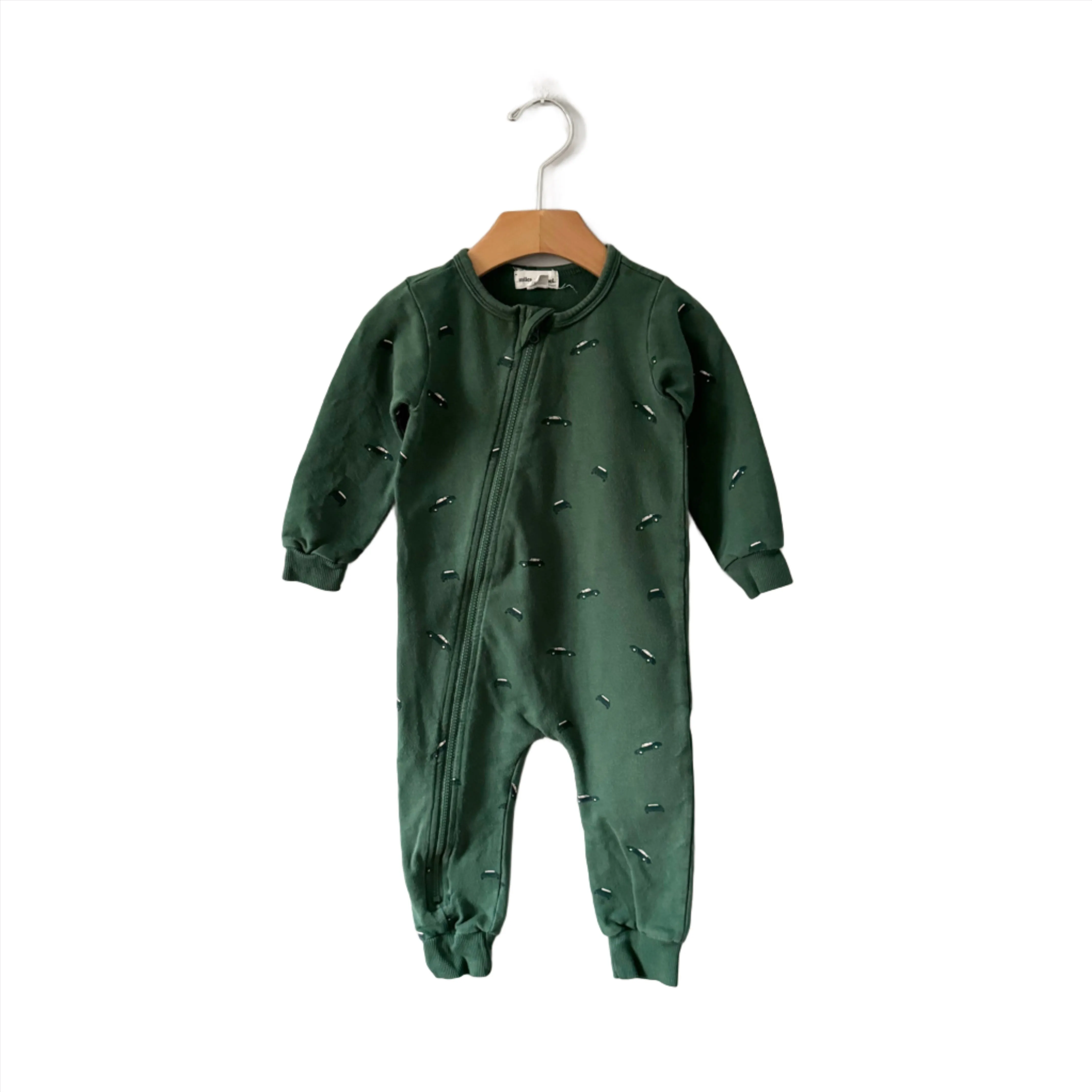 Miles the label / Green x car romper / 12M