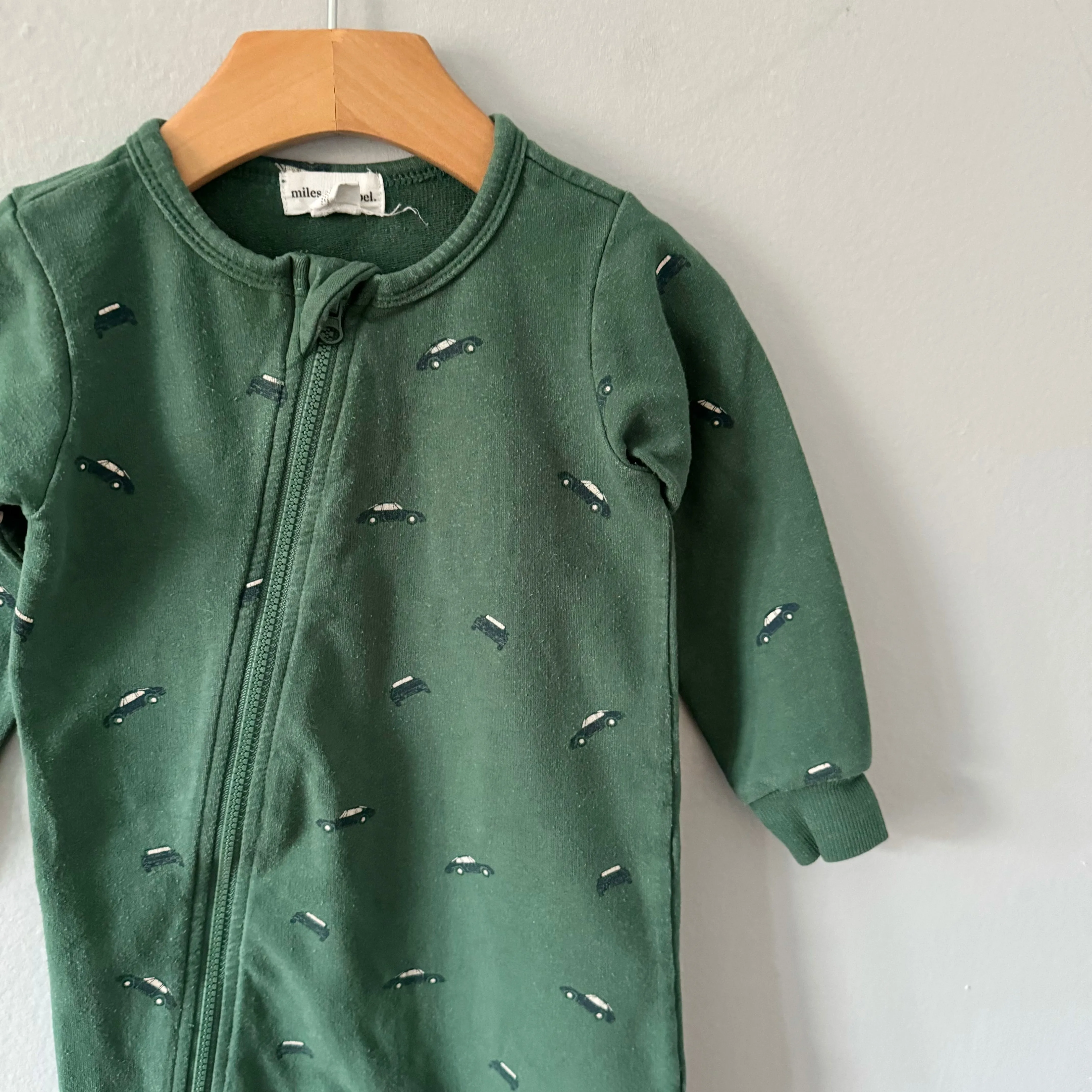 Miles the label / Green x car romper / 12M