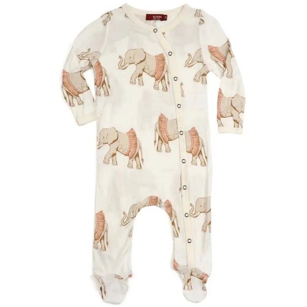 Milkbarn Kids "Tutu Elephant" Bamboo Snap Footed Romper