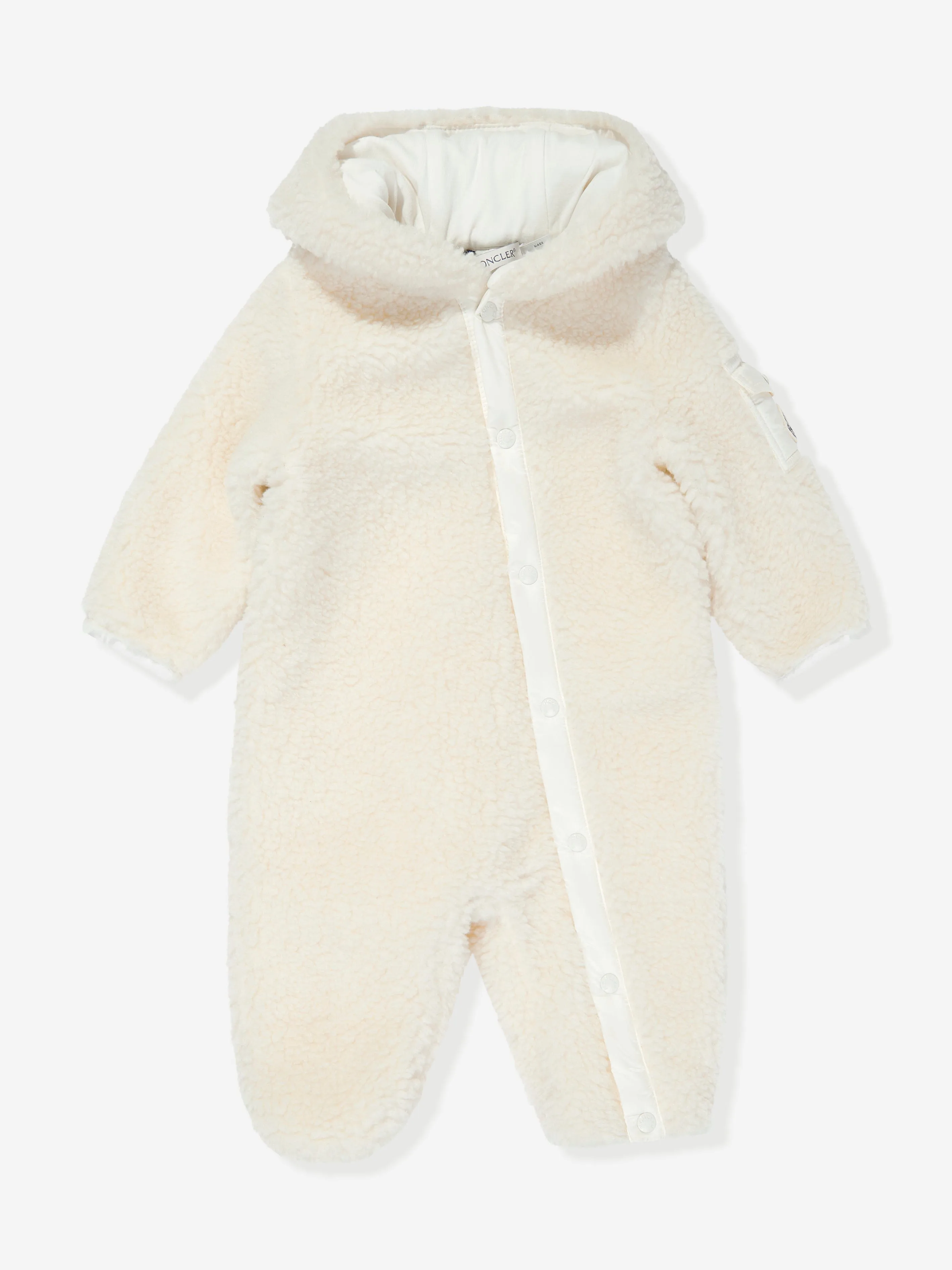 Moncler Enfant Baby Teddy Fleece Romper in Ivory