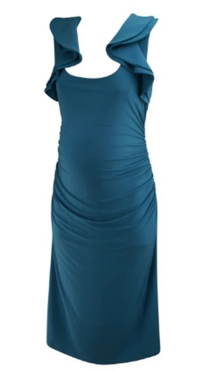 *New* Steel Blue A Pea in the Pod Collection Maternity Ruched Special Occasion Maternity Dress (Size Large)