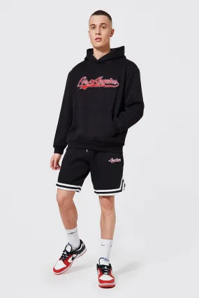 Oversized Los Angeles Tape Short Tracksuit | boohooMAN UK