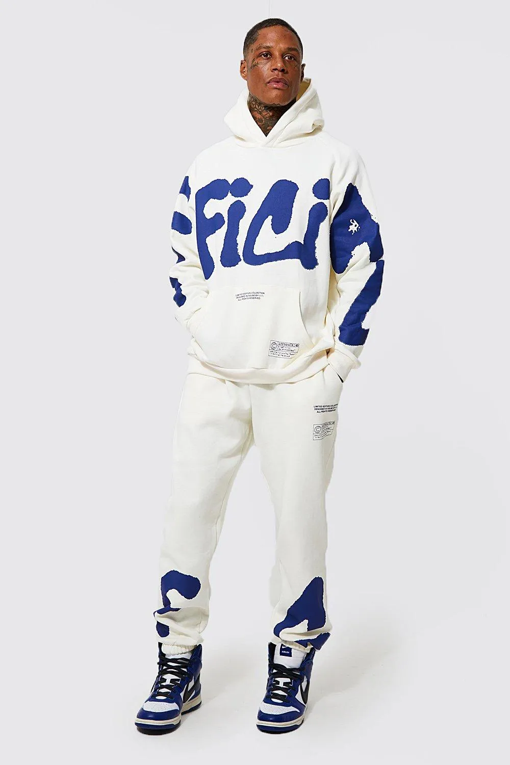 Oversized Official Graffiti Text Tracksuit | boohooMAN UK