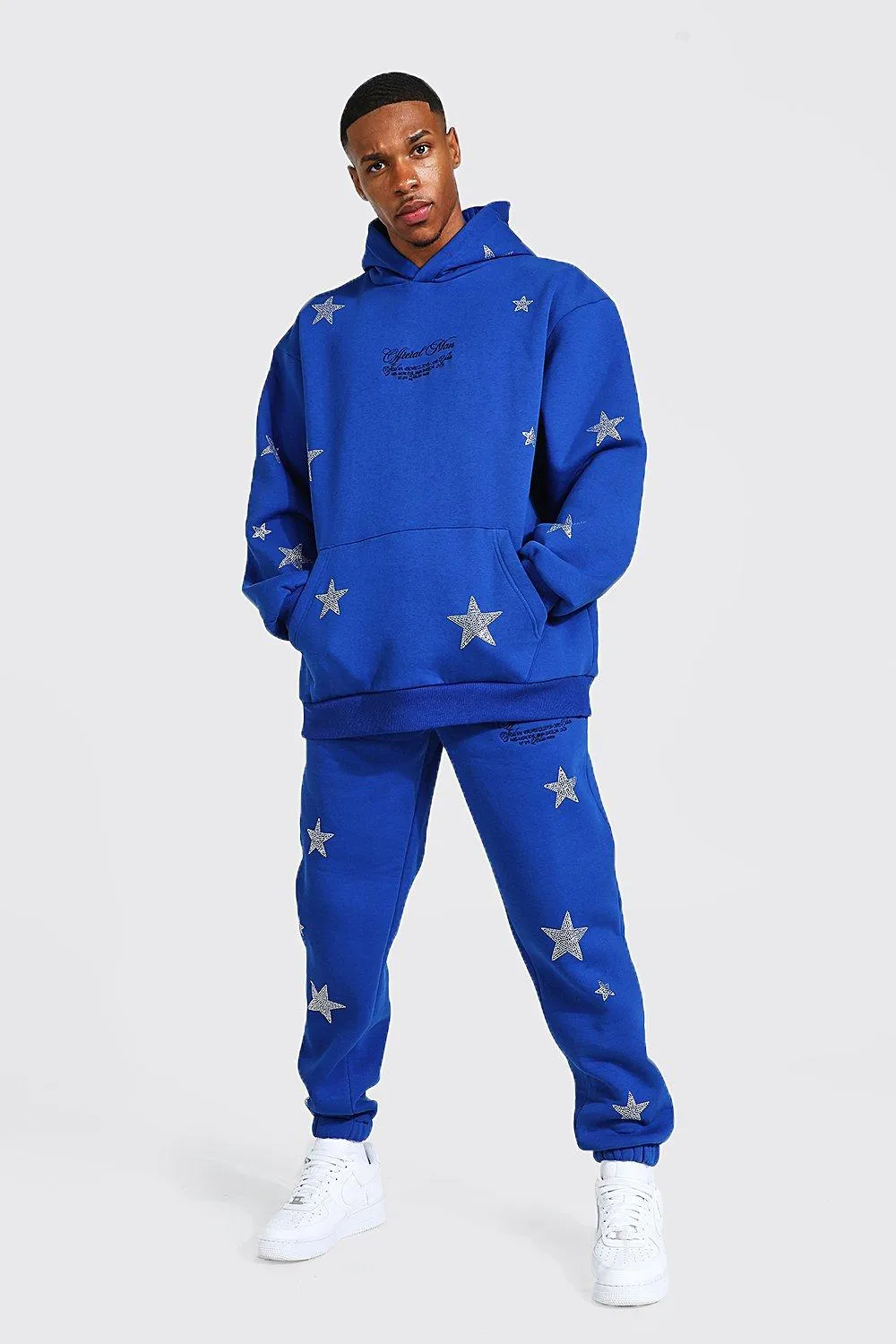 Oversized Official Rhinestone Star Tracksuit | boohooMAN UK