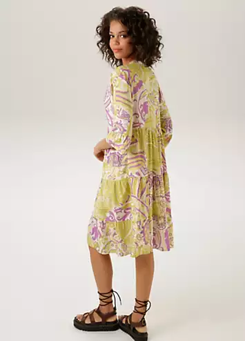 Paisley Print V-Neck Tunic Dress by Aniston | Look Again