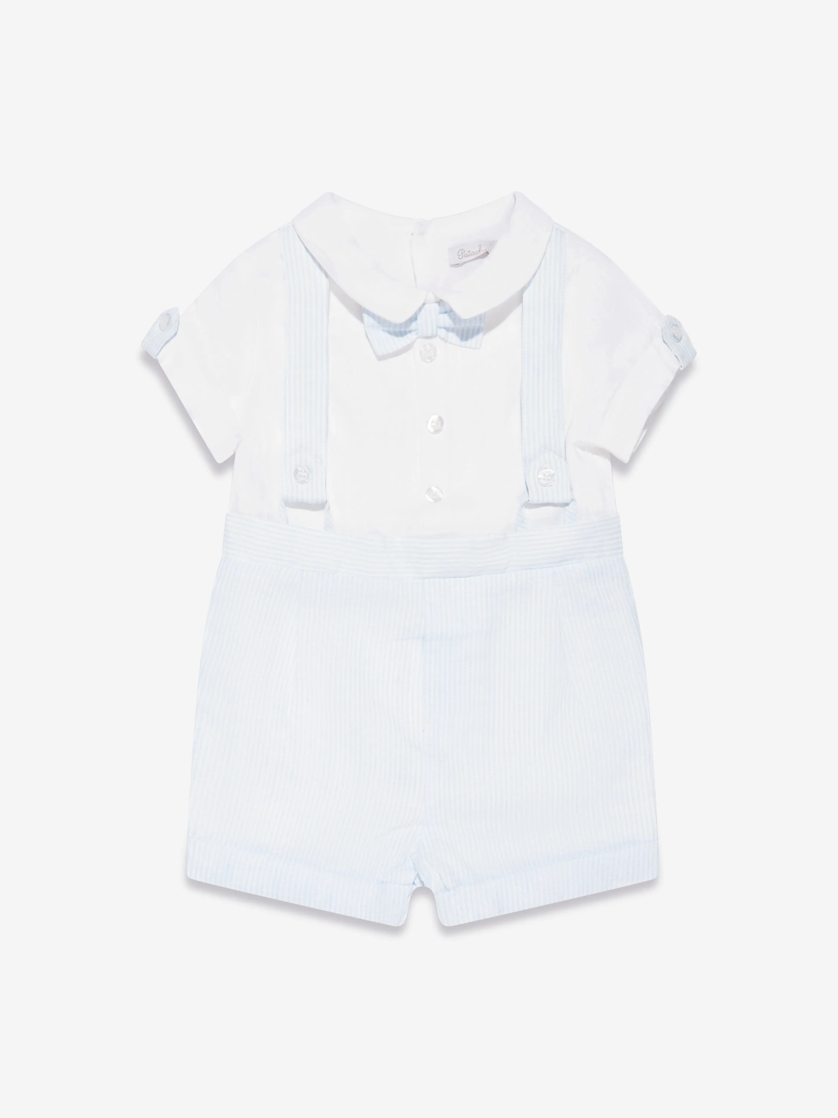 Patachou Baby Boys Linen Striped Romper in Blue