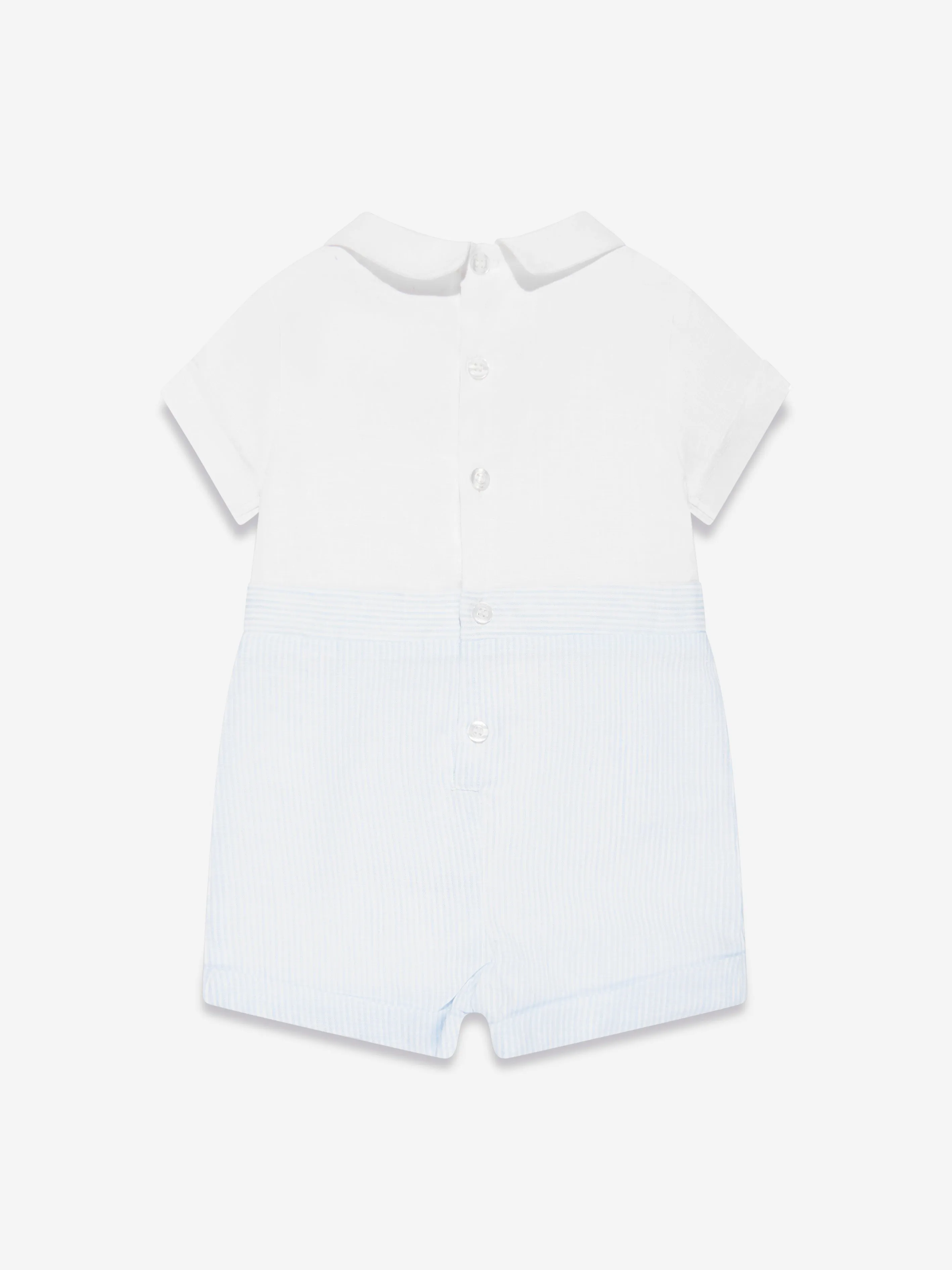 Patachou Baby Boys Linen Striped Romper in Blue